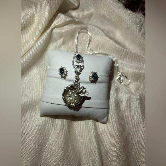 Sterling silver Birdnest pearl necklace with real pearls - Picture 4 of 6